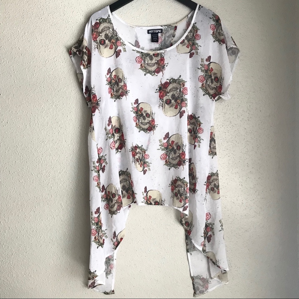 Open Back Floral Skull Print Tunic Top